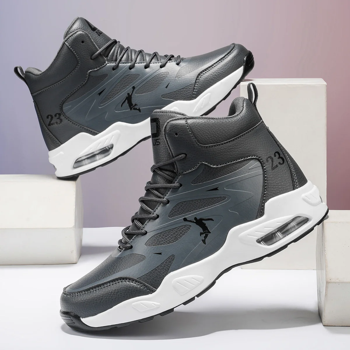Herren-Basketballschuhe mit hohem Schaft, Luftpolster-Sneaker, rutschfeste, atmungsaktive Sportschuhe für Herren, Outdoor-Training, Sportschuhe – Detail 2
