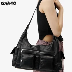 Japanese Punk Y2k Aesthetic Crossbody Bags Vintage Luxury Design Simple Shoulder Handbags Casual Trendy All Match Tote Bag Women