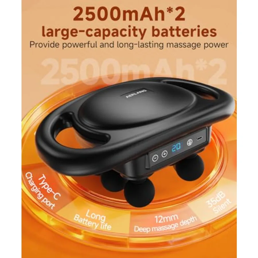 مسدس تدليك للأنسجة العميقة 6 مدلك عضلات الرأس لتخفيف آلام الظهر أداة علاج قرع محمولة مع 9 مستويات سرعة