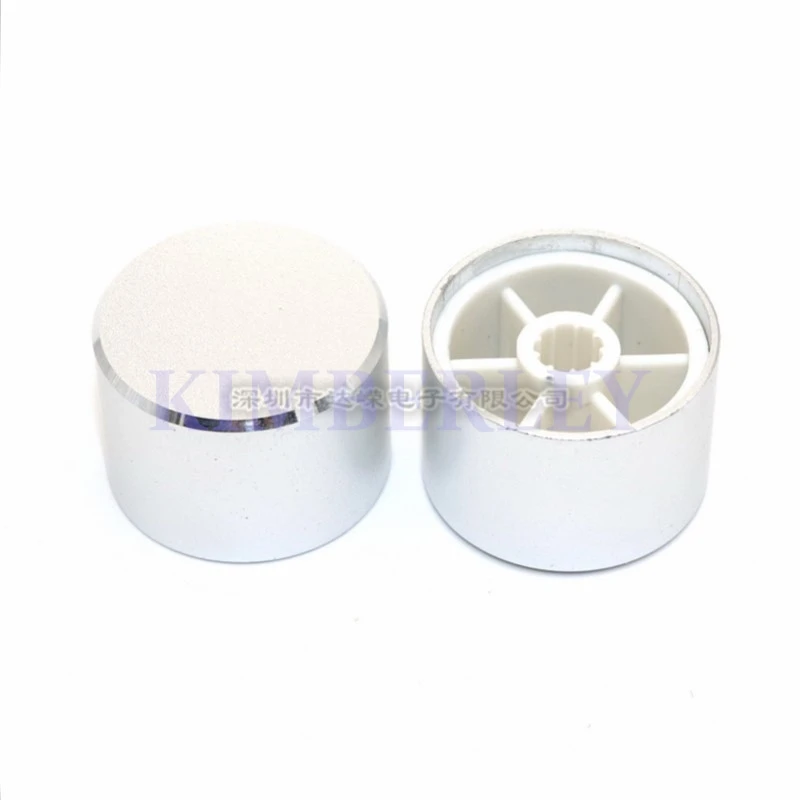 2 Piece 25.5×17 Aluminum Alloy Sandblasting Knob Silver Aperture 6MM Plum Shaft No Indication Code Switch Cap