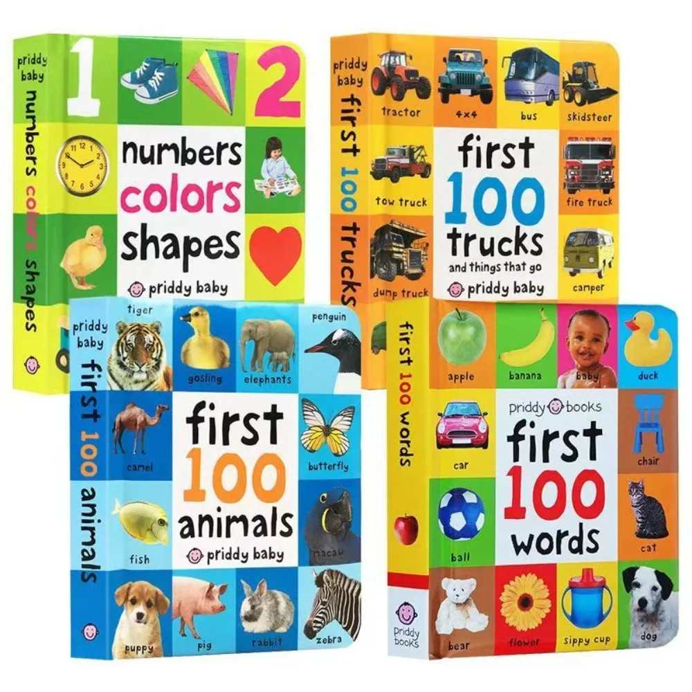 First 100 English Words Cardboard Book Language Learning Aids Vocabulary Building Bedtime Reading Learn to Read for Preschool