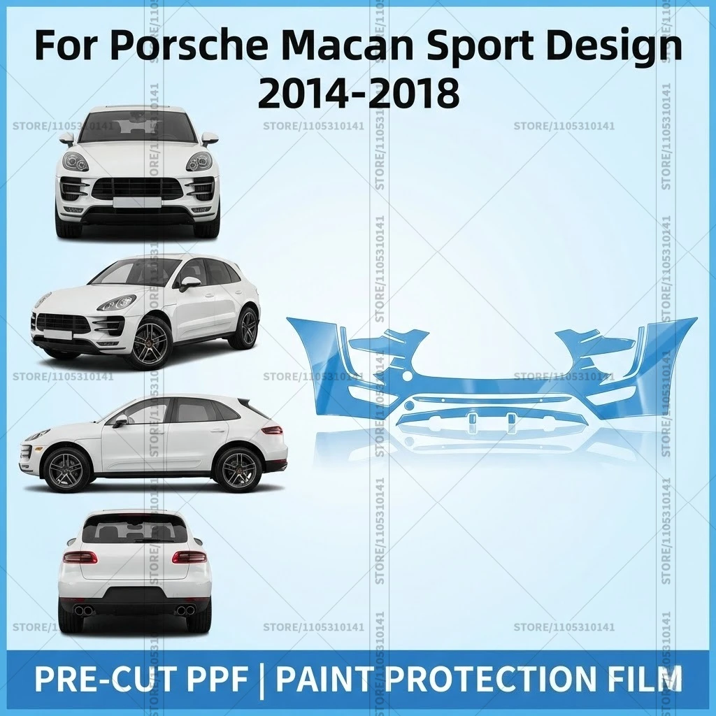 Pre-Cut Paint Protection Film PPF Transparent Car Film Automotive PPF Front Bumper For Porsche Macan Sport Design 2014-2018