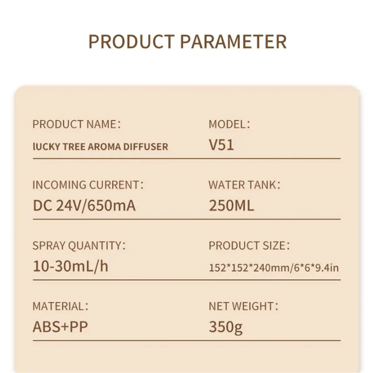 Lucky Tree Aromaterapia Diffusori di oli essenziali Girevole Umidificatore a goccia d'acqua per la casa 250ml 7 luci colorate EU