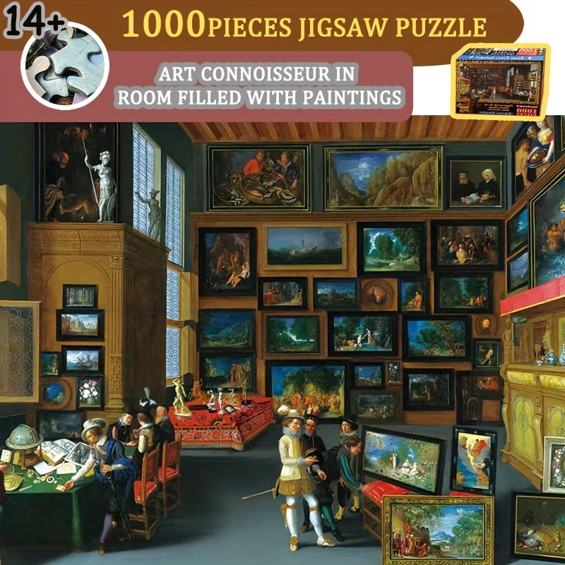 Art Connoisseur Wall Art - Festive Christmas Gift 'Room Filled with Paintings' Design 26.38x18.9 Inch Decorative Print