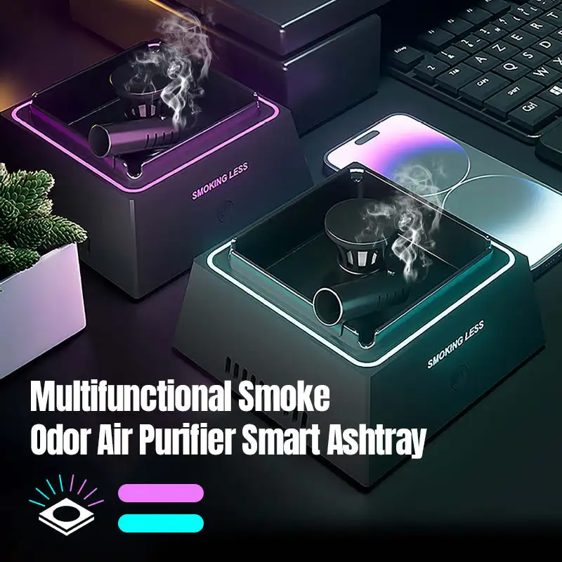 Smart Purifying Ashtray Multifunctional Smoke Odor Air Purifier Smart Ashtray for Home Car Smoke Filtration Air Purification