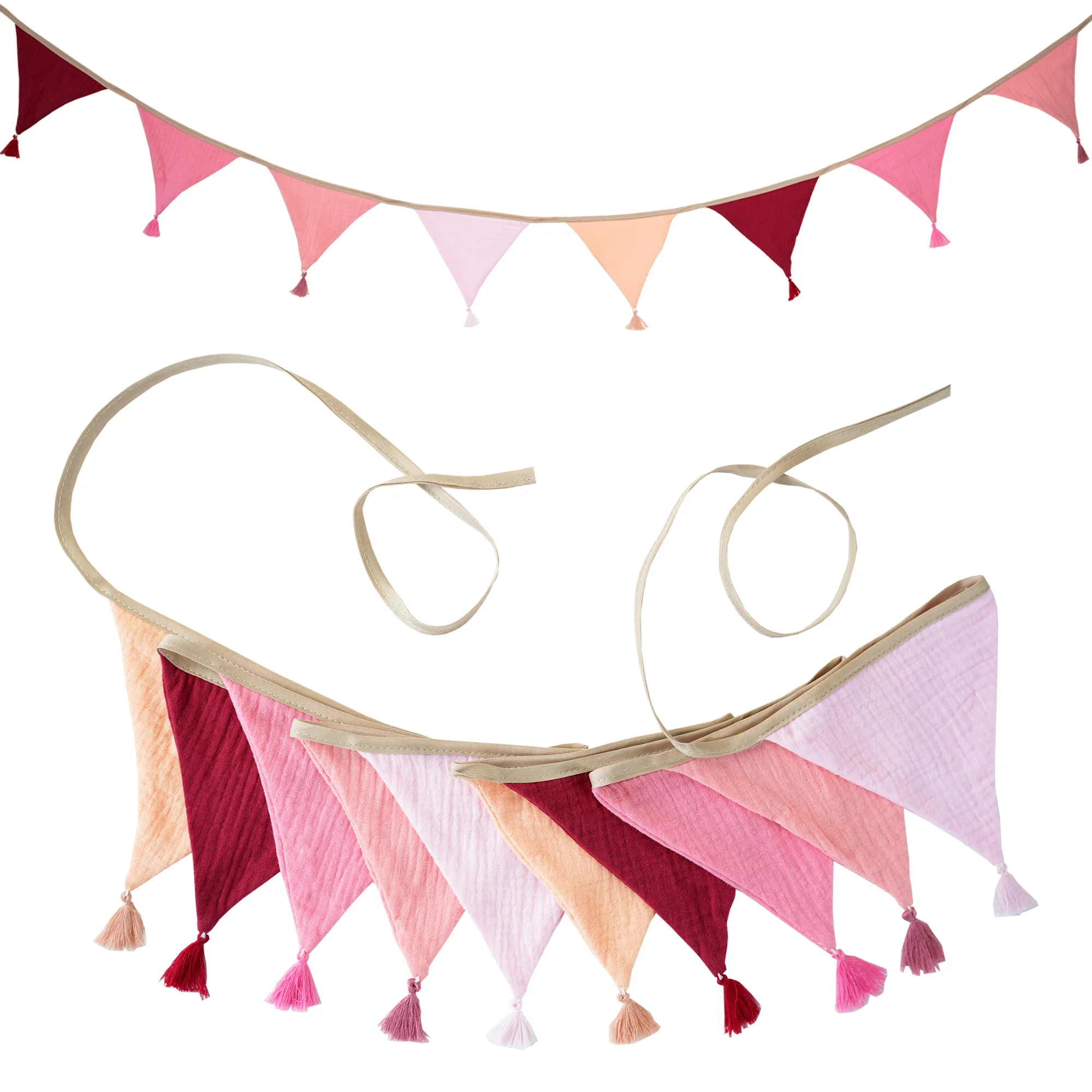 2,6 m/8,5 ft Kindergarten Süßigkeiten Stoff Wimpelkette 10 Dreieck Wimpel Flaggen mit Quasten Party Dekor Banner Baby Dusche Karneval Girlande – Detail 9