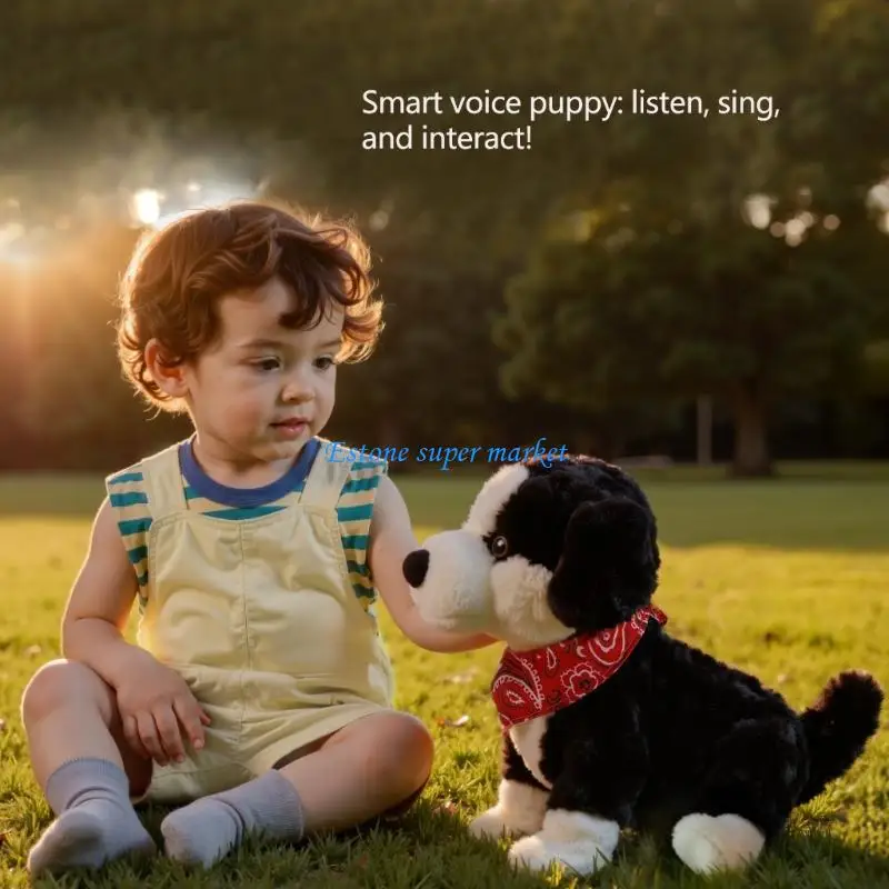 090B Interactive Electric Plush Toy Dog for Children Responds to Voice Commands Like Sit and Stand