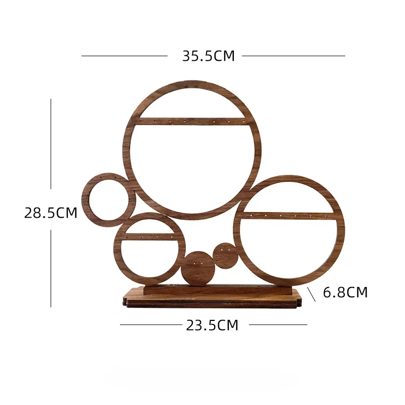 Jewelry Display Rack Walnut Veneer Vintage Multi-round Earring Rack Necklace Plate Jewelry Display Shooting Props