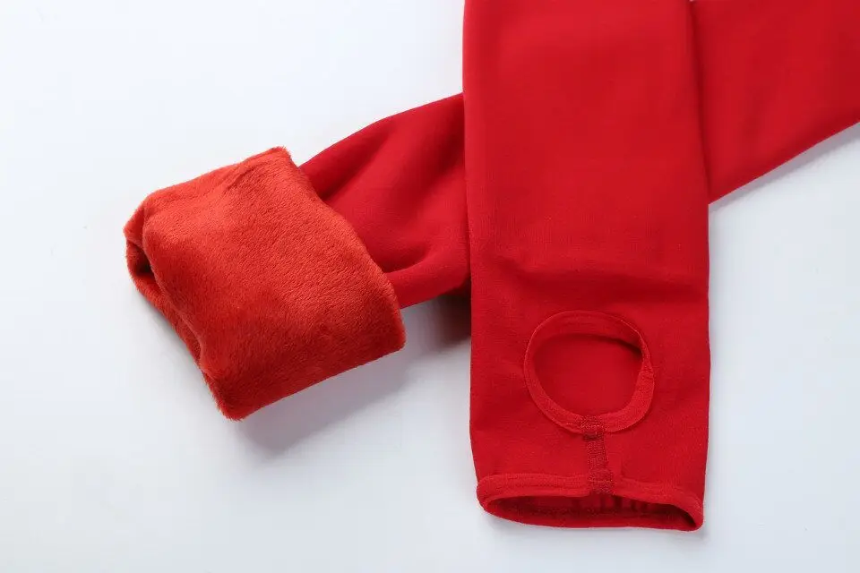 2023 neue Frauen Winters trumpf hose weiß Strumpfhose mit hoher Taille schieben warme weibliche Leggings Strumpf Fleece dicken Samt thermisch rot – Detail 11