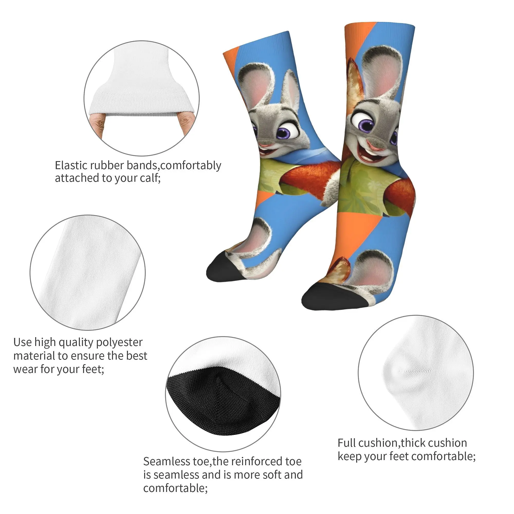 Winter Warme Bunte Frauen Männer Zootopia Judy und Nick Socken Kaninchen Atmungsaktive Mittelrohr Socken