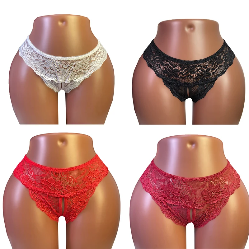

Sexy Women's 1Pcs Lace Open Crotch Panties Underwear Mesh Hollow Out Female Transparent Crotchless Lingerie Erotic Costumes