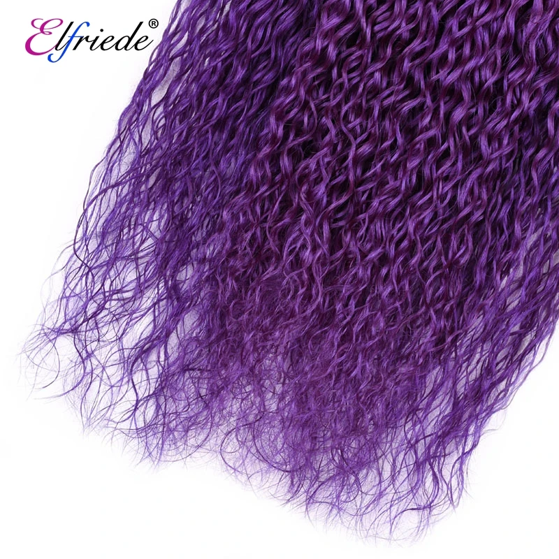 Elfriede 1B/Purple Kinky Curly Ombre Colored Human Hair Bundles 100% Human Hair Extensions 3/4 Bundle Deals Human Hair Weaves