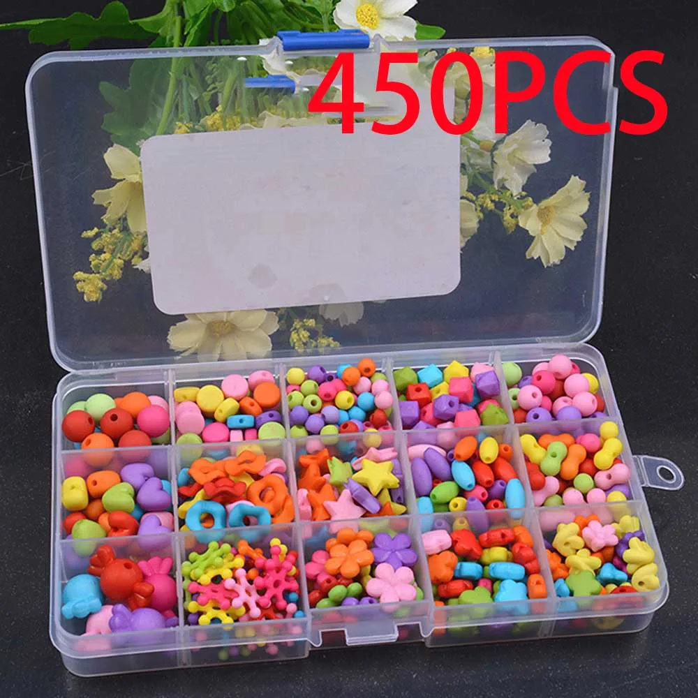 15 Grid Kids Girls 340Pcs-1500Pcs Colorful Acrylic Beads Set for Jewelry Making DIY Craft Bracelets Necklaces Educational Toys