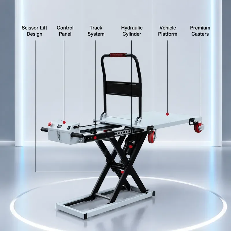 Ximu Lake Cart Hydraulic Trolley Lift Table One Click Lift Folding Portable Scissors Type
