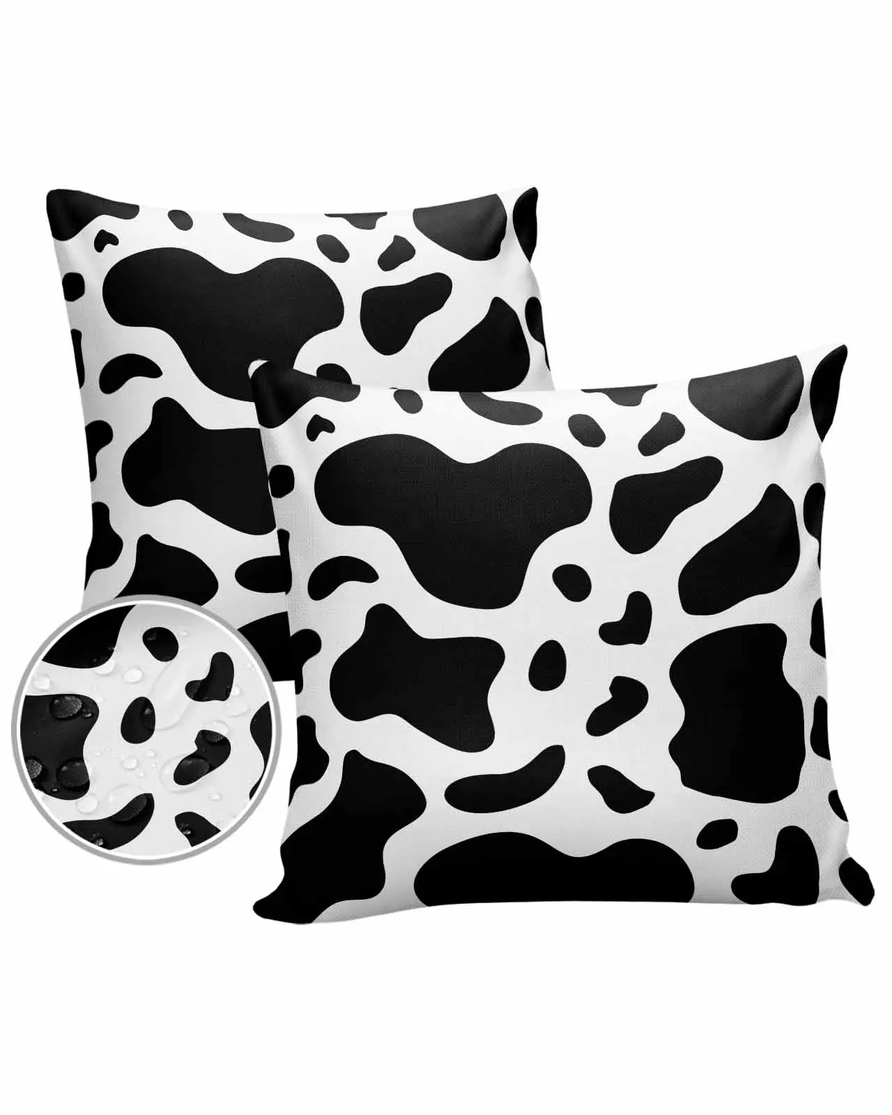 Cow Print Black White Waterproof Pillowcase Set Car Cushion Cover Home Sofa Office Decorative Pillowcase Cover