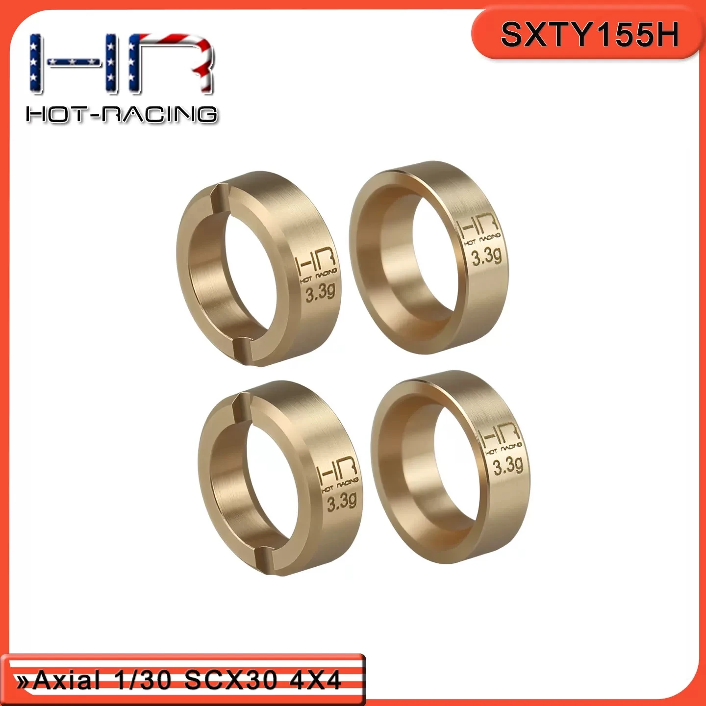 

HR Axial SCX30 4X4 brass wheel internal counterweight: 3.3g per vehicle