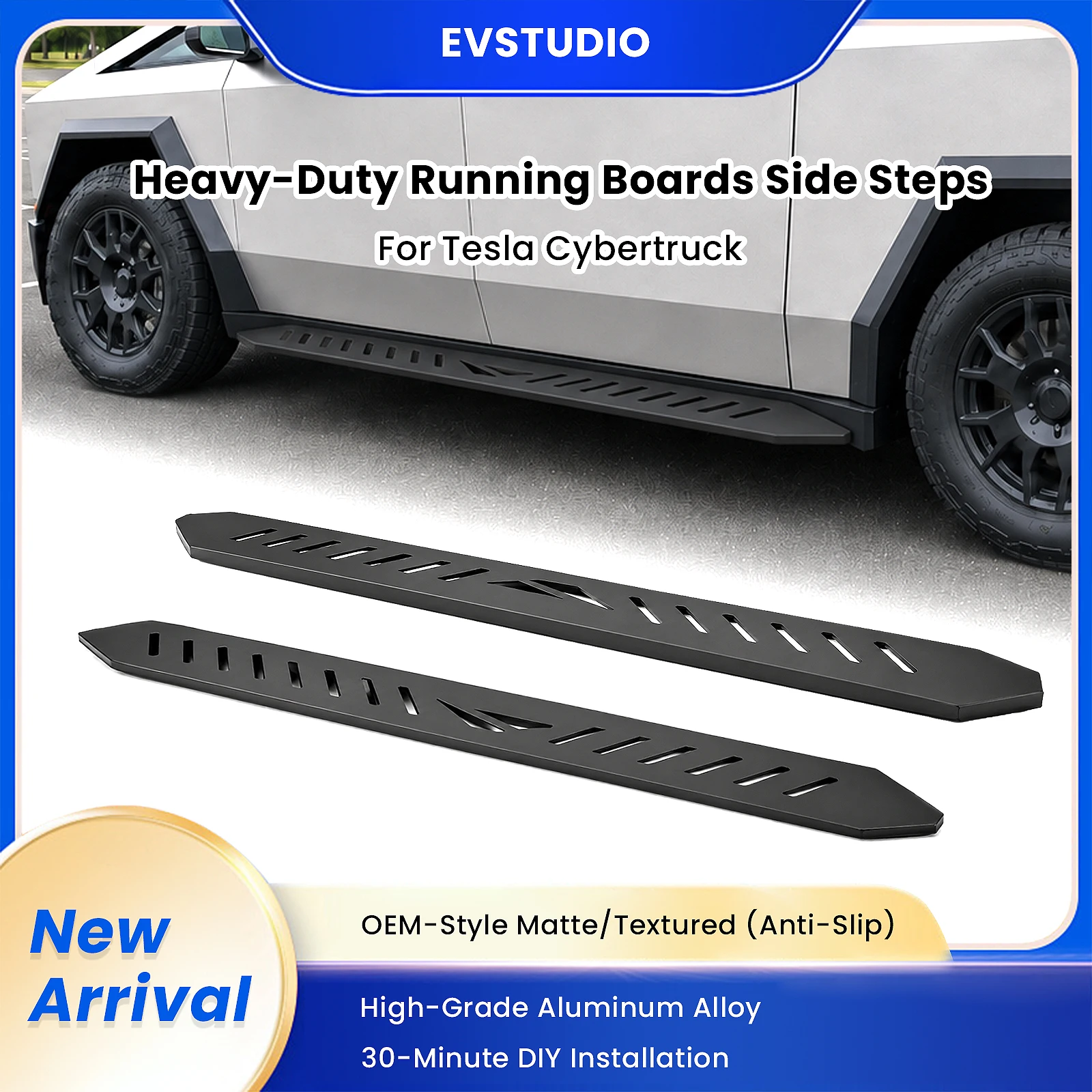 

Newest Running Boards Side Steps Nerf Bars Exterior Brackets for Tesla Cybertruck Heavy Duty Aluminum Foot Pedals Accessories