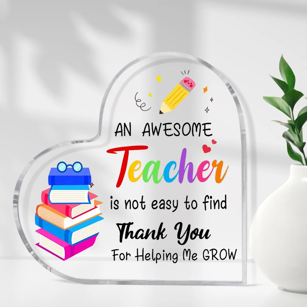 1 pcs Acrylic gift for My teacher home decor Decorative print an awesome teacher is not easy to find thank you for help me grow