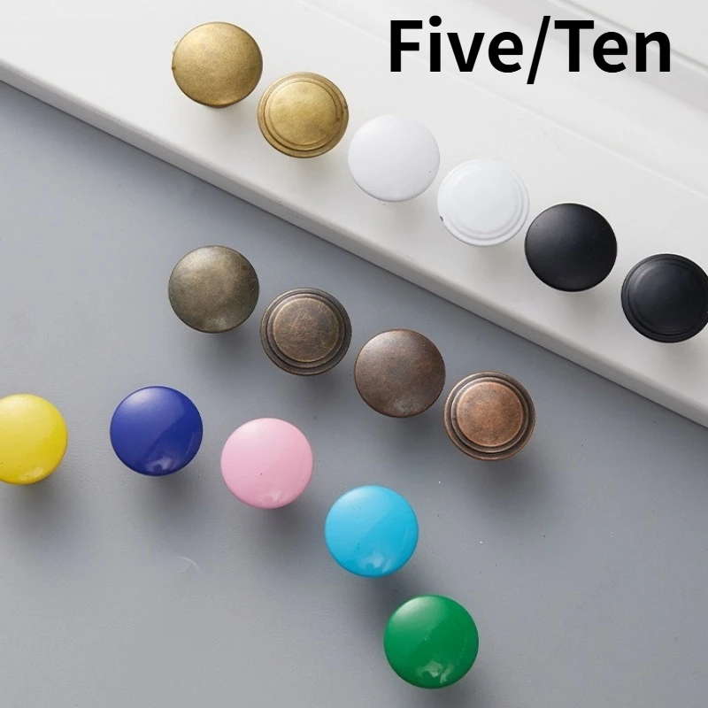 Colorful Drawer Handle Alloy Retro Round Handle for Home Furniture Cabinet Door Handle Button Single Hole Hardware Accessories