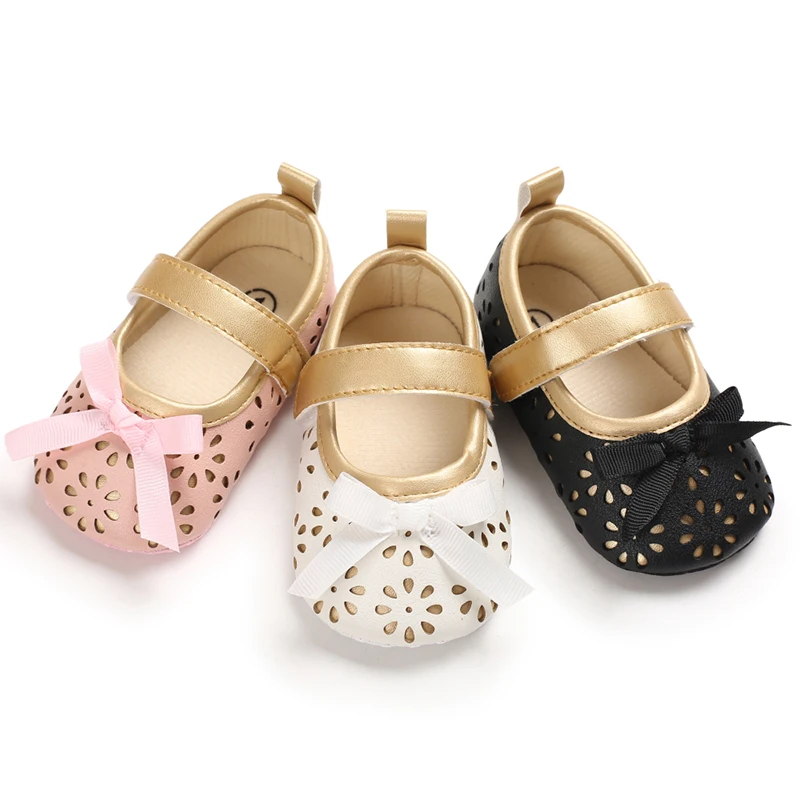 Newborn Girl Spring Autumn Fashion Leather Princess Shoes First Walker Comfort Soft Sole Toddler Shoes White Baptism Bed Shoes