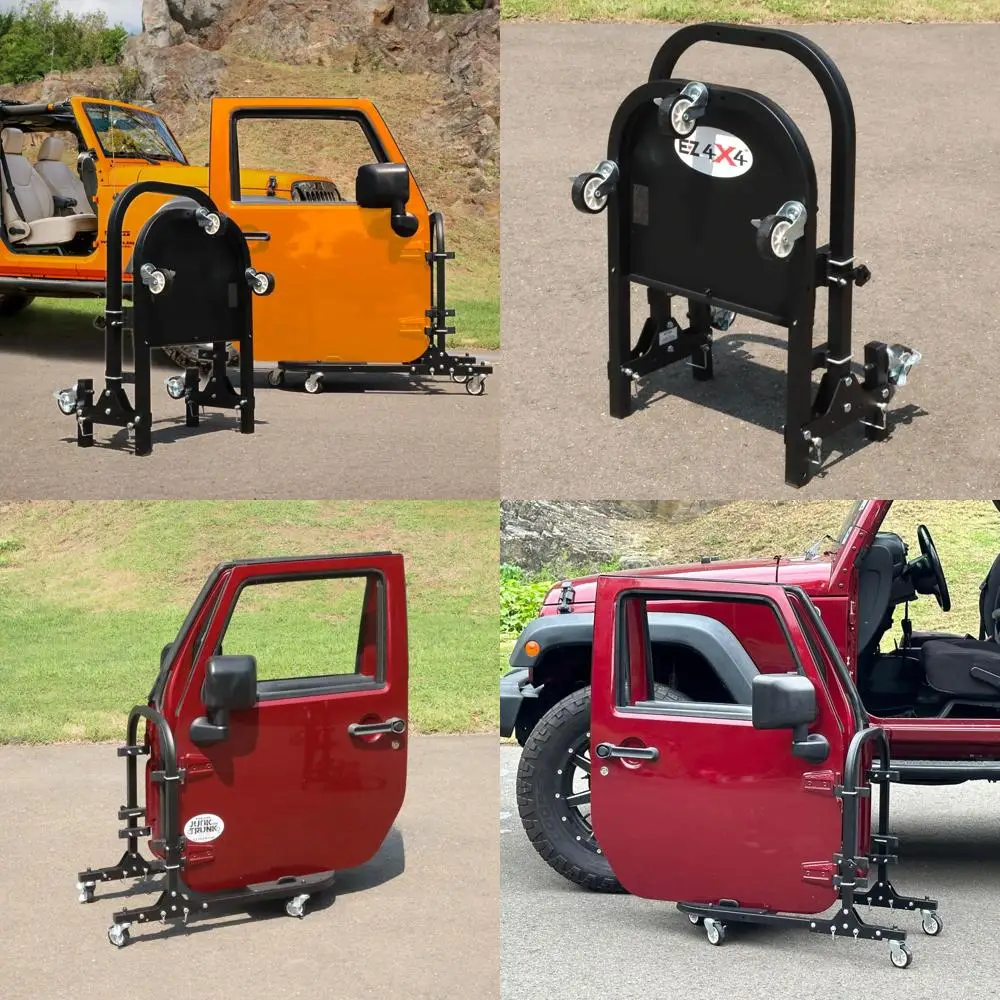 عربة تخزين سوداء مدمجة 4 × 4 ببابين مع رف قابل للطي لموديلات TJ وJK وJL #1