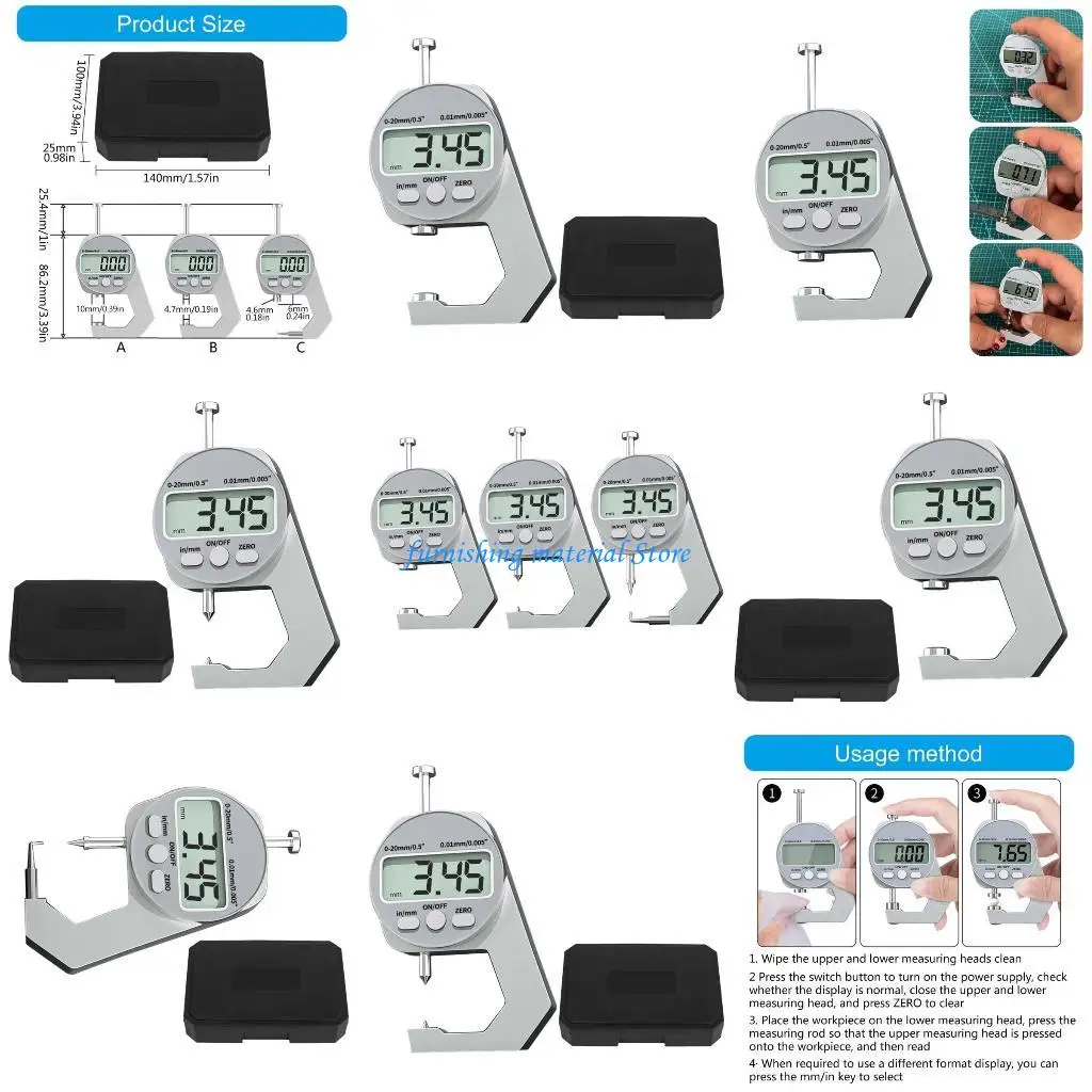 

Y5GD Precise Thickness Meter Small Thickness Measuring Tool Electronic Aluminum Thickness Gauge Suitable for Industrial Use