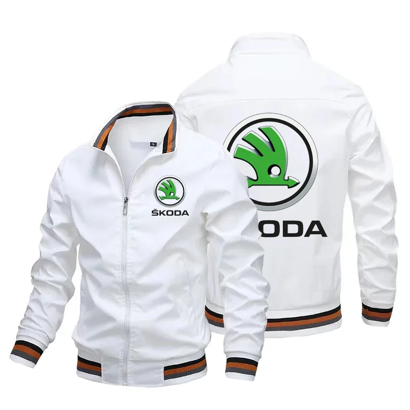 Jaket pria kualitas tinggi musim semi dan gugur 2023 Jaket pria tren baru cetak logo Mobil SKODA Atasan Pria bersirkulasi