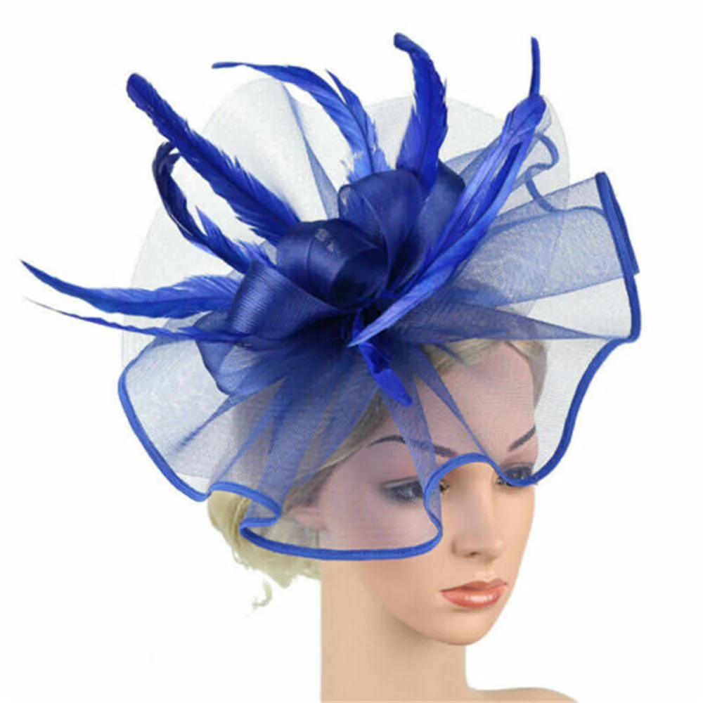 Fascinateur à grandes fleurs pour femmes, pince à cheveux, plumes, chapeau haut de forme, mariage, Royal Ascot, accessoires de course, bandes de