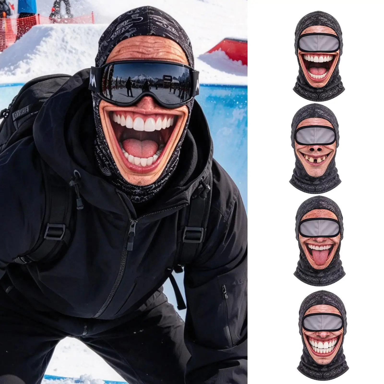 full face Helmet Liner Funny Printed Face Design Full Face Mask Face Print Moto Topeng Muka Rider For Cycling Riding Skiing