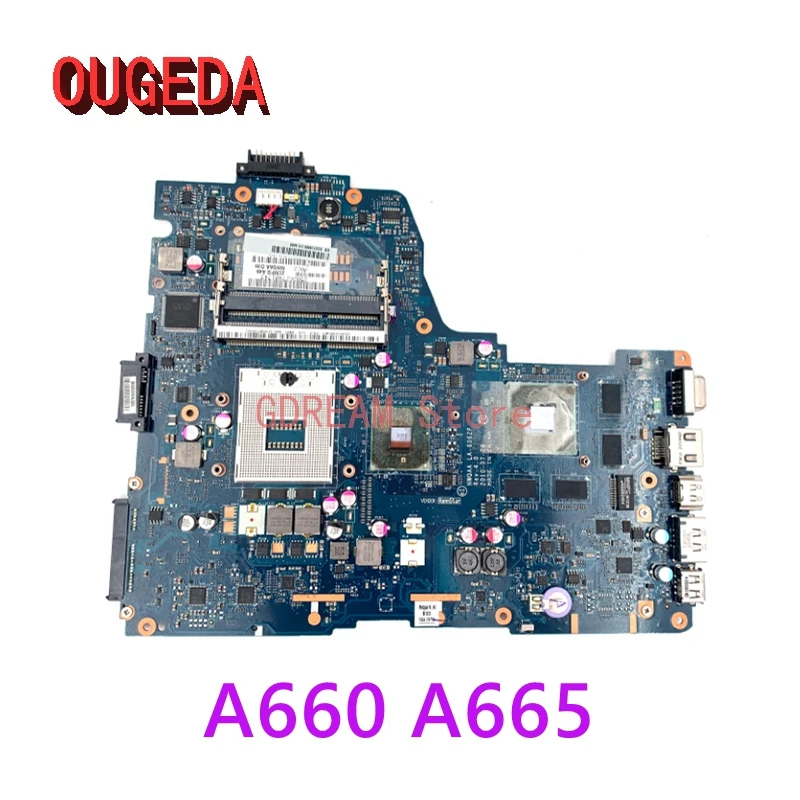 

OUGEDA K000109880 laptop motherboard for Toshiba Satellite A660 A665 NWQAA LA-6062P HM55 rPGA988A DDR3 GT330M 1GB full Tested