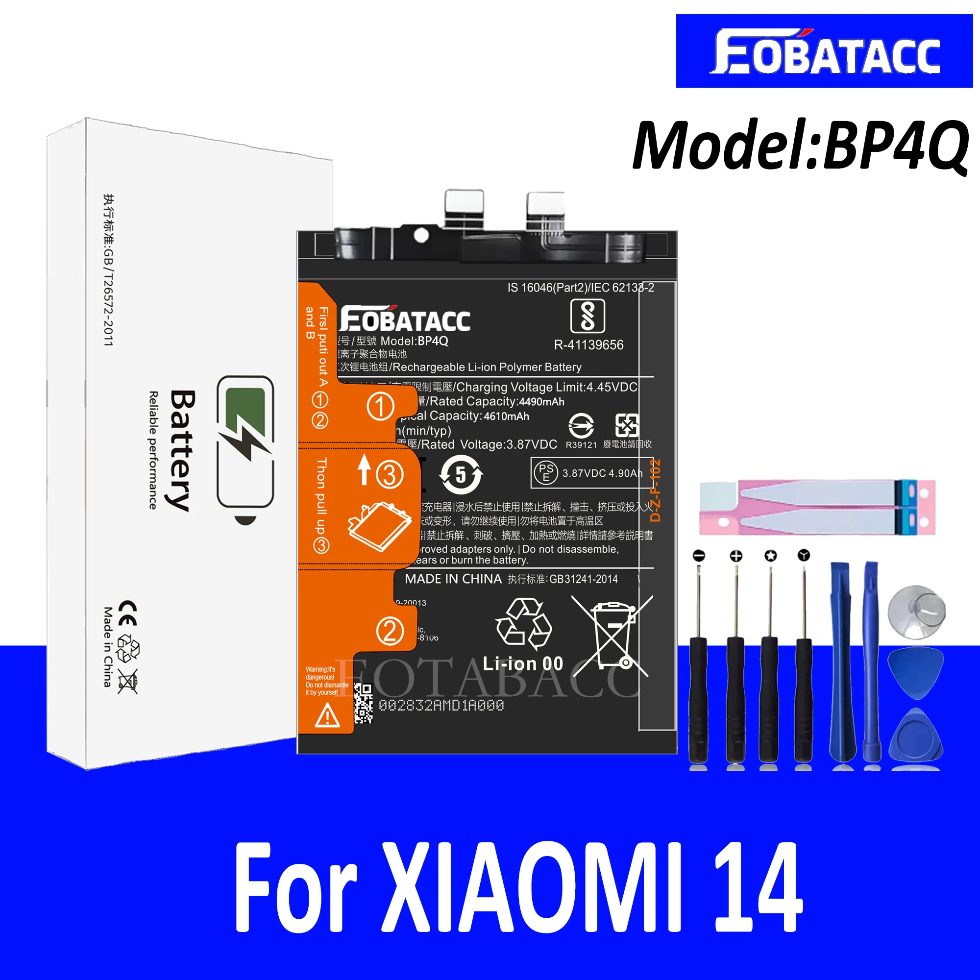 

EOTABACC 100% Новый оригинальный аккумулятор BP4Q для XIAOMI 14 аккумулятор + Инструменты