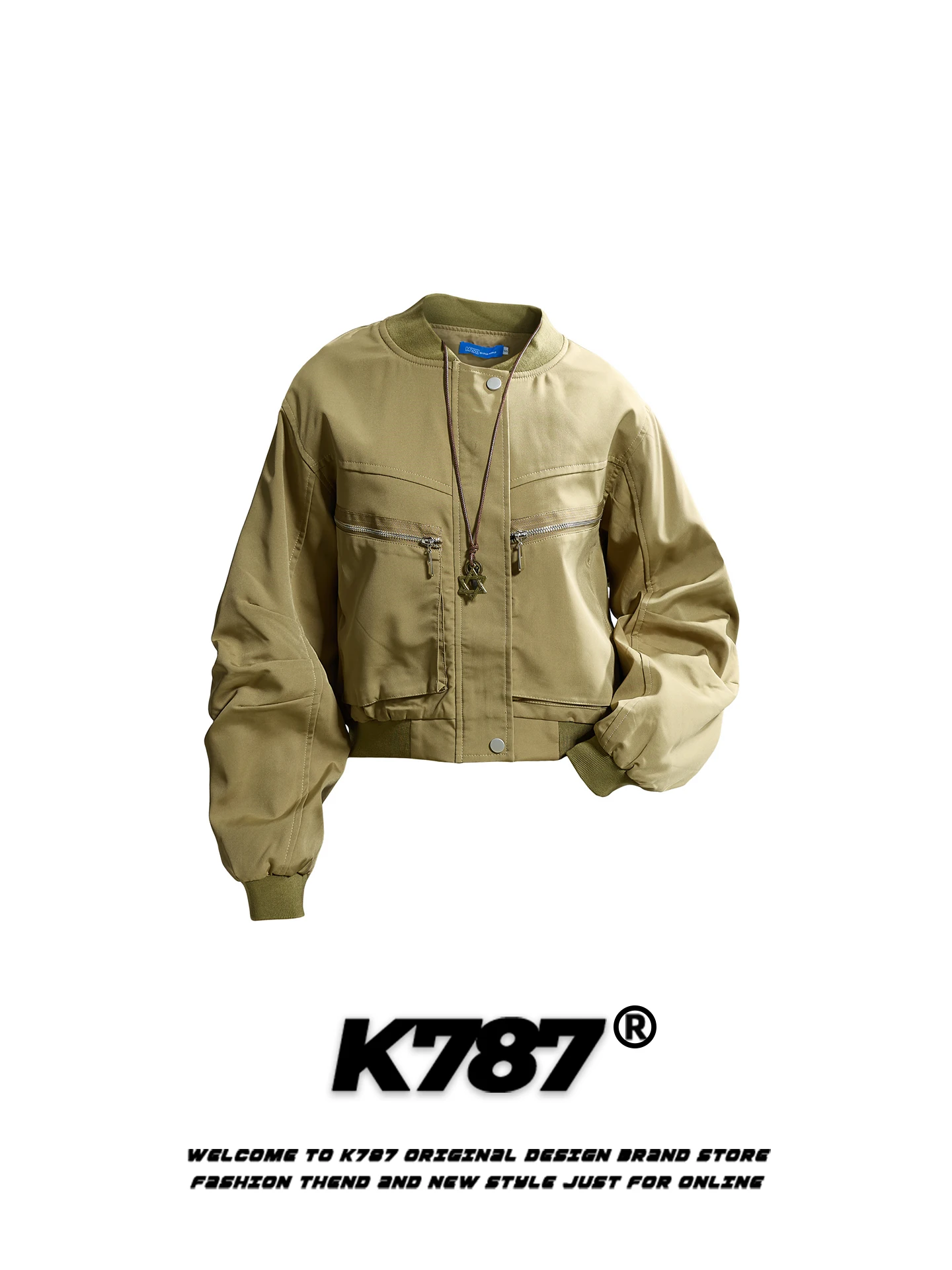 

Куртка-пилот K787 в американском ретро-стиле для женщин, повседневная, цветная, на молнии, рабочая, модная, с большим воротником-стойкой