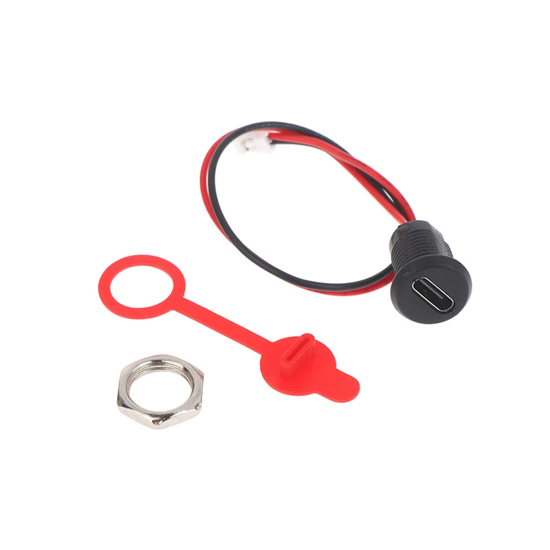 5/8/10Pcs 2Pin Charging Socket Female Mount Adapter USB Type-C Port Charging Interface Socket Female Type C 3A With Cover Caps
