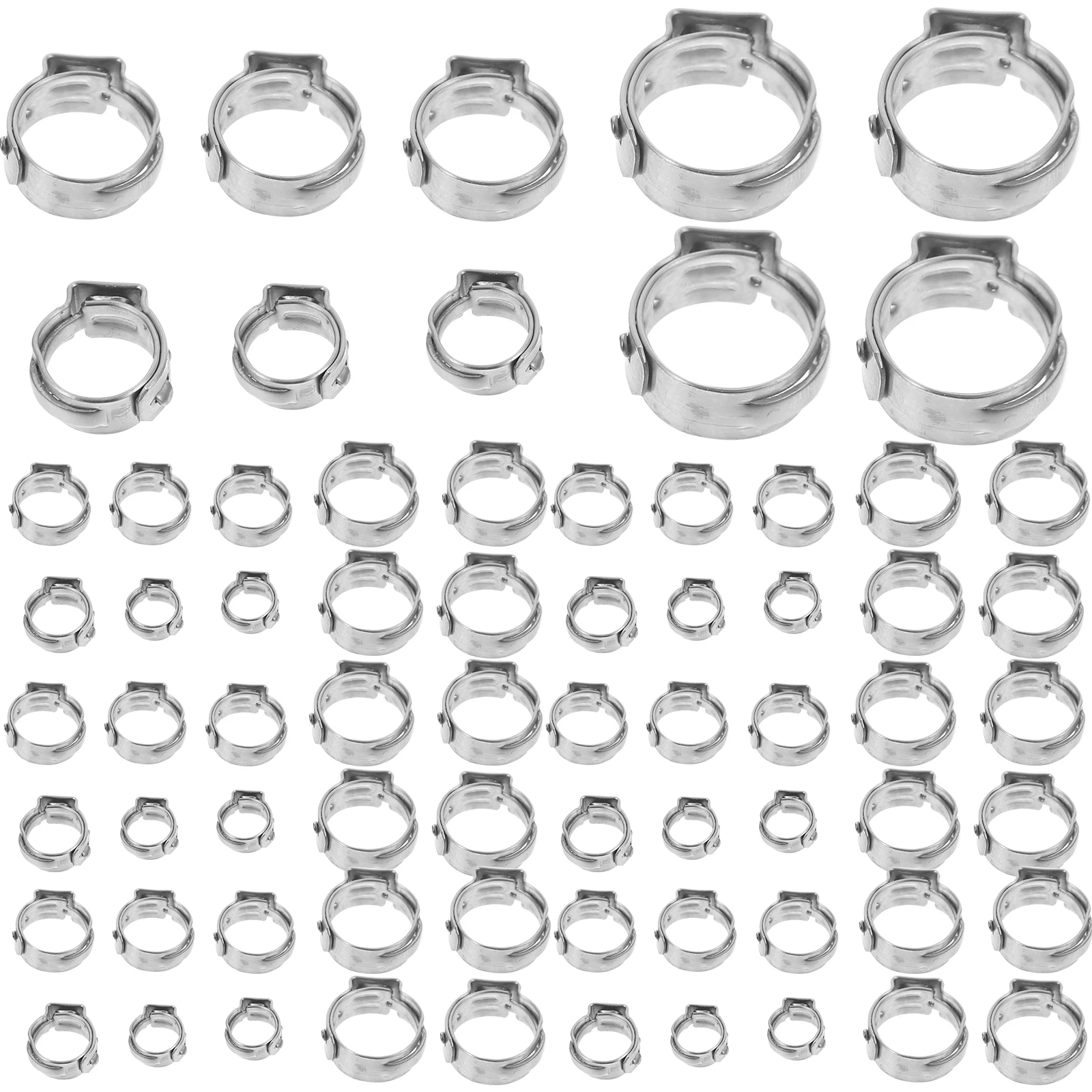 

304 Stainless Clamps Crimp Pipe Fittings Rings Pex Tubing Clips Pex Fittings Pipe Clips Fuel Line Clamp Silver