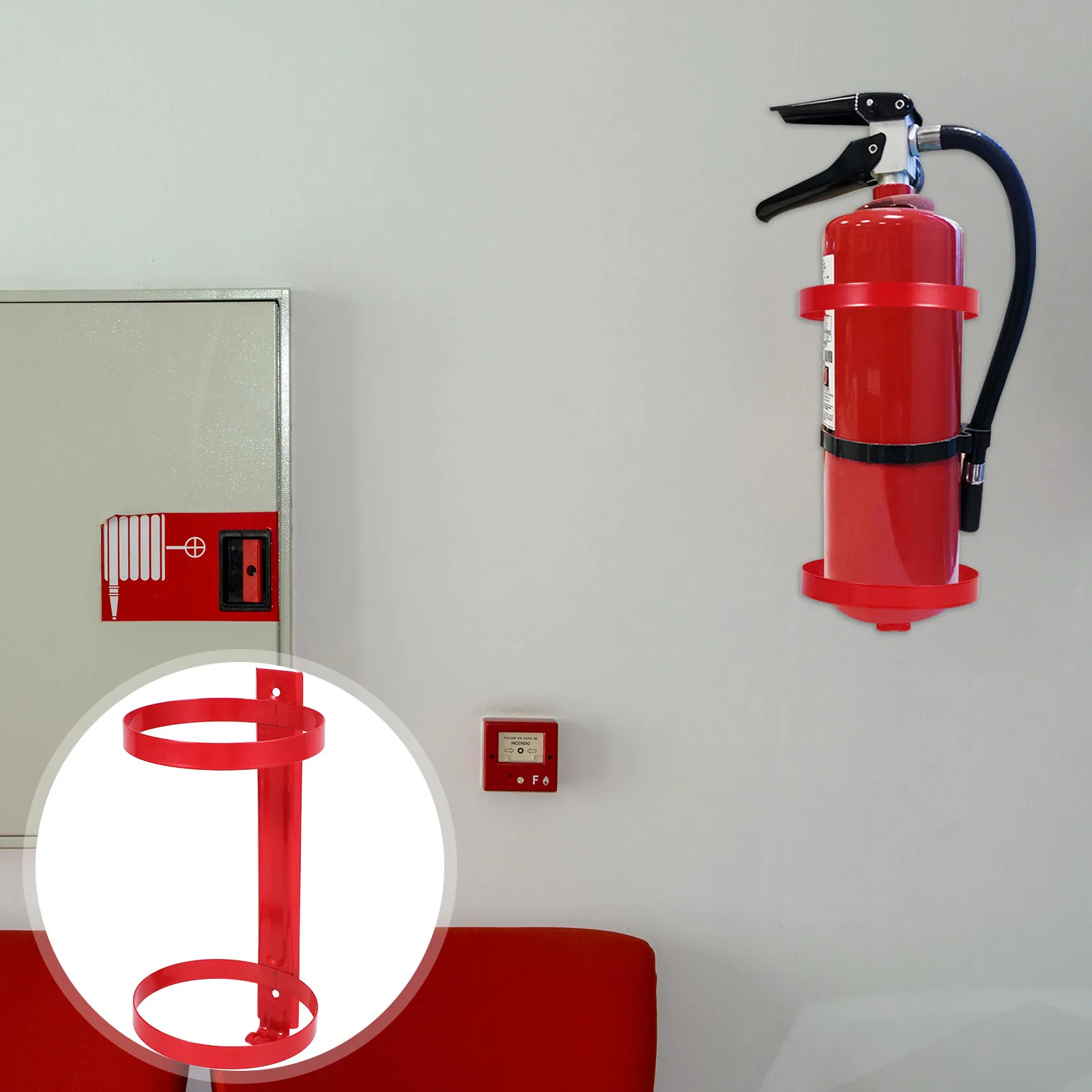 

2pcs Extinguisher Mount Wall-Mounted Bracket For 2Kg Extinguishers Durable Carbon Steel Space-Saving Fire For