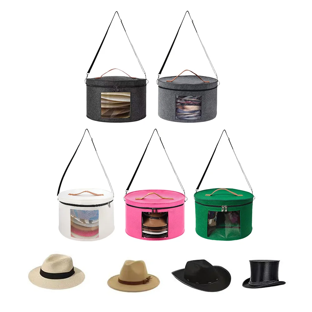 

Складной футляр для шляп с ручкой и плечевым ремнем, круглая коробка для ковбойских шляп, складная сумка-органайзер для путешествий и хранения в шкафу