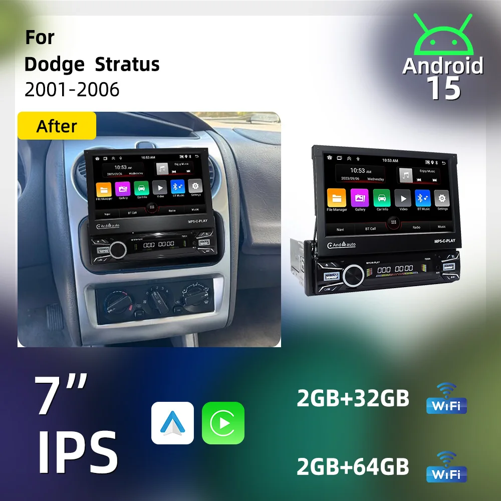 Car Radio for Dodge Stratus 2001-2006 Multimedia Android 1Din Screen 7