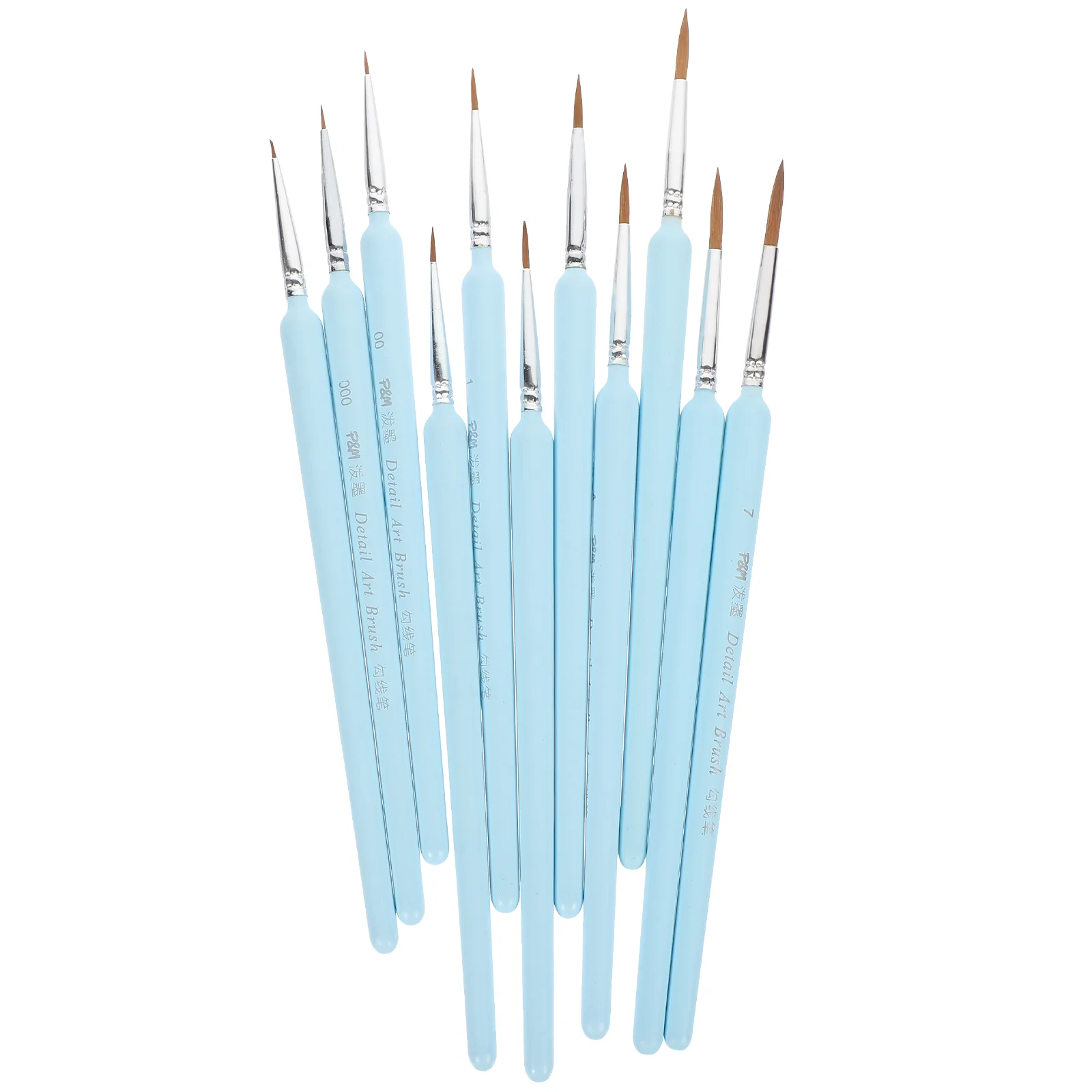 11 Pcs Dedicated Miniature Drawing Line Pen 1970X100X025CM Iron Soft Fur Detail Painting Brush