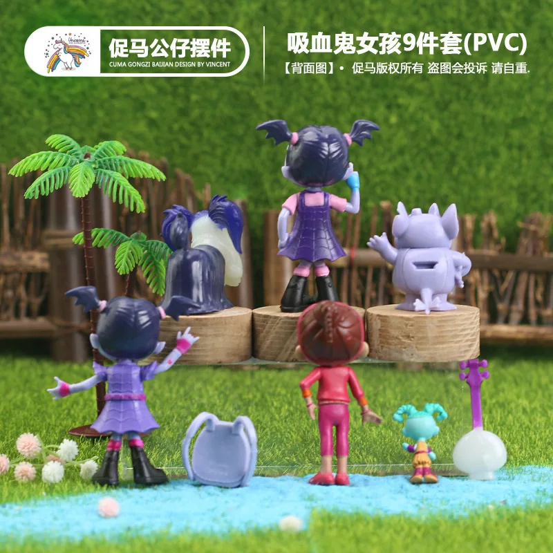 9PCS Vampirina Girl Mini anime Figure Collection Toy 7cm Vampirina Props action figures Room Decoration Christmas Gift toys