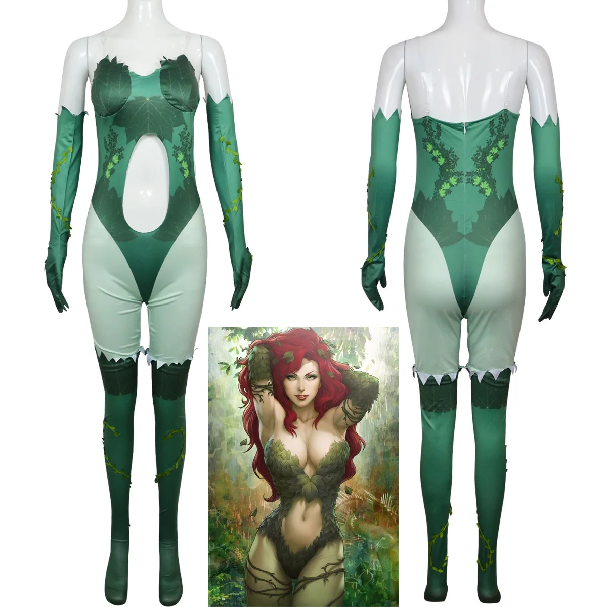 

Movie Pamela Ivy Cosplay Costume Green Jumpsuit Halloween Carnival Cosplay Pamela Lillian Isley Customized Clothes