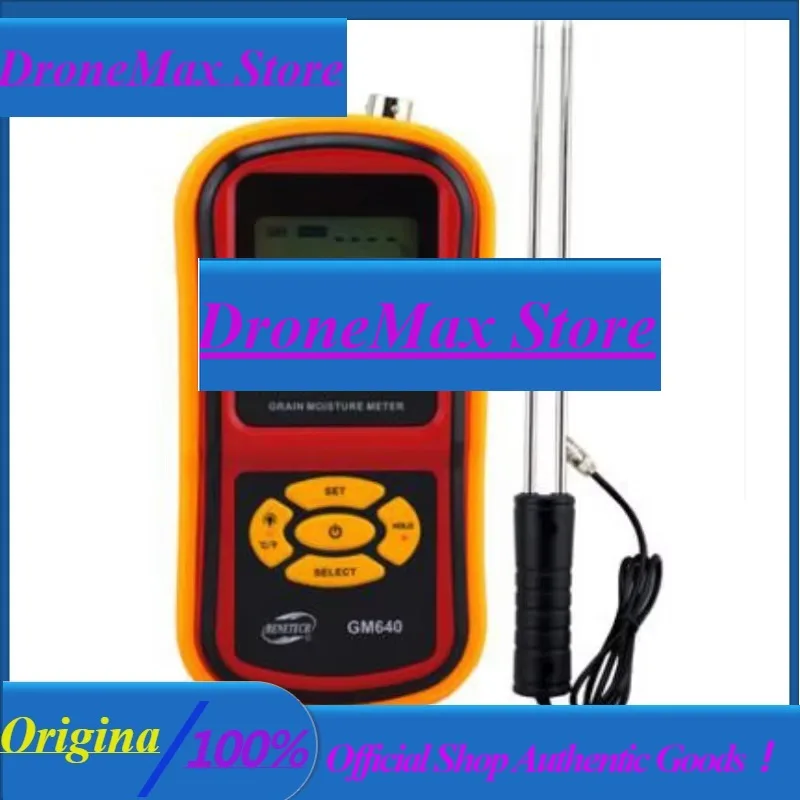DroMaBENETECH GM640 Digital Grain Moisture Meter With Measuring Probe Portable LCD Tester For Corn Wheat Rice