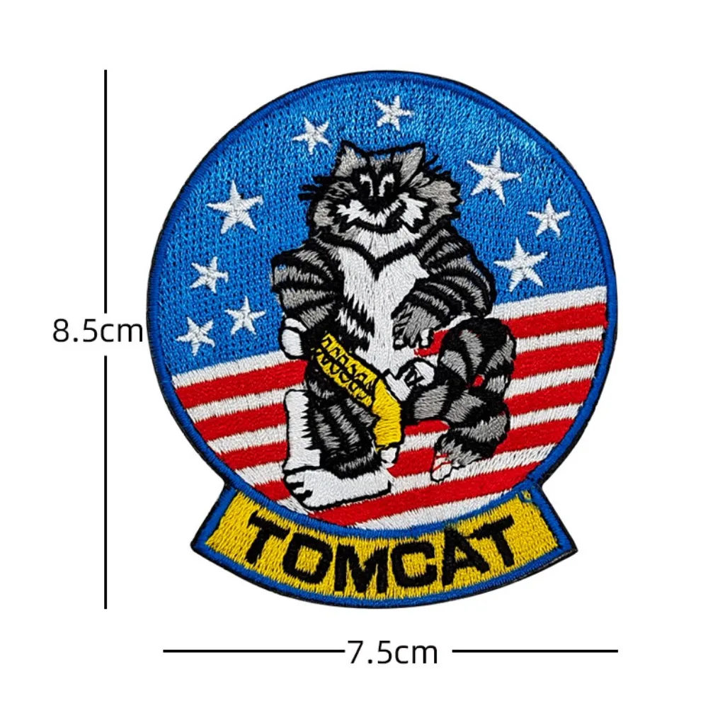 Tomcat F-14 VF-31 Felika Embroidery Patch Animal Combat Team Tactical Morale Badge Cartoon Backpack Armband Patches for Clothing