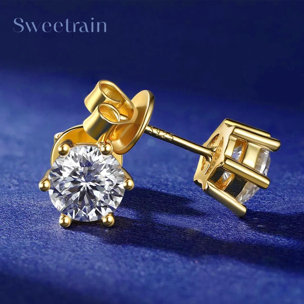 

Sweetrain 0.1-3CT Moissanite Stud Earring for Women Men D Color Sparkling Diamond 925 Sterling Silver Ear Studs Wedding Jewelry