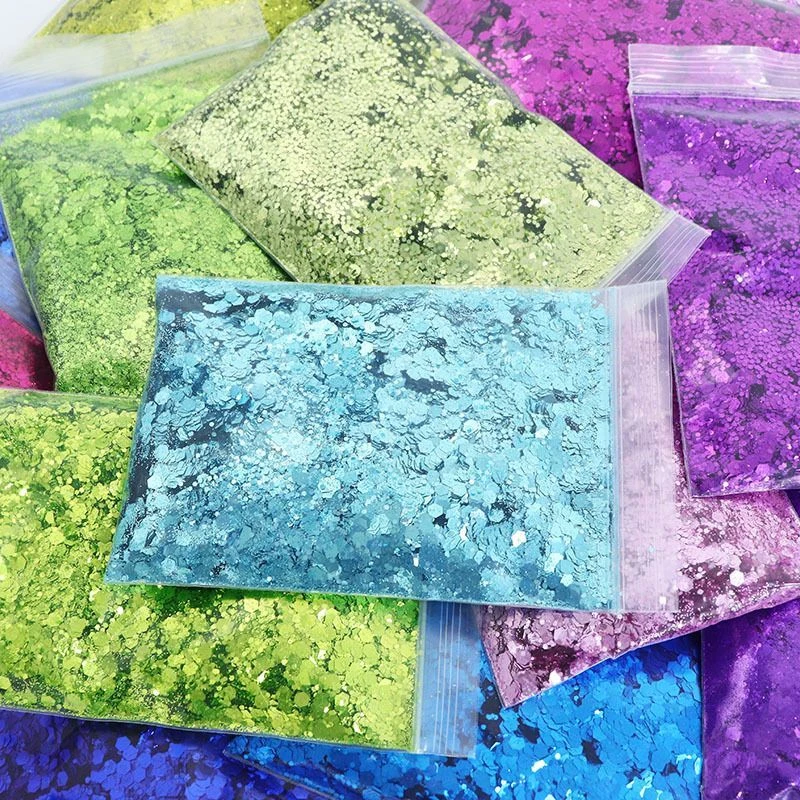 50g/Beutel Sechseckiges Glitzerpulver in verschiedenen Größen, metallische Pailletten, Kosmetikqualität für Nagelkunst, Harz, Tumbler, Slime, Körper, Gesicht, DIY – Detail 11