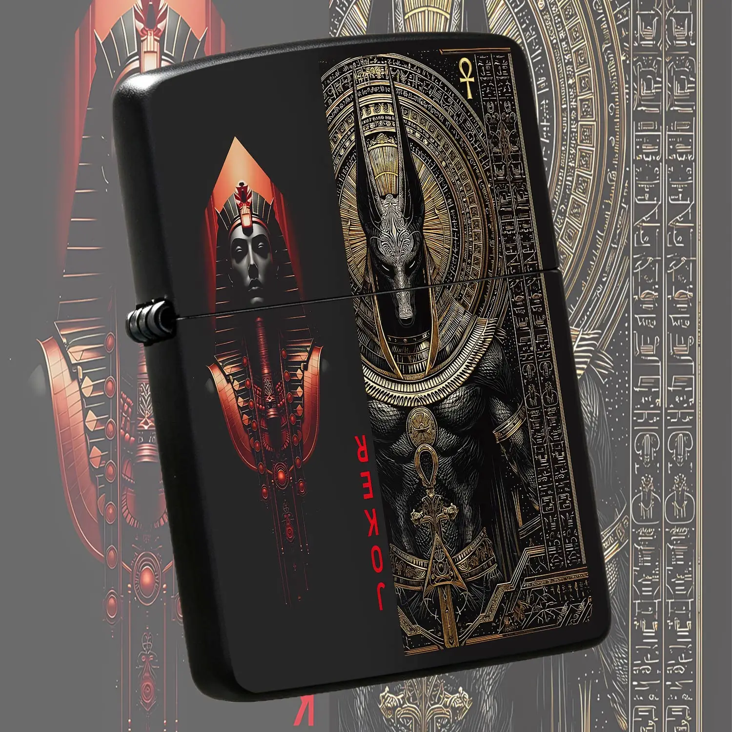 Vintage Egyptian Pharaoh Anubis Pattern Lighter, Exotic Myth Totem Decor, Portable Stylish Ignition Tool For Daily Carry, Unique Creative Gift For Holiday Birthday, Cool Personalized Accessory For All Scenes A Humorous And Interesting Light