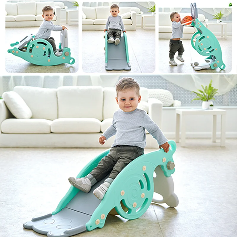 Kids Folding Sldie Multifunctional Baby Rocking Horse Basketball Stand Home Safety Playground Sports Game Toys Children Gifts