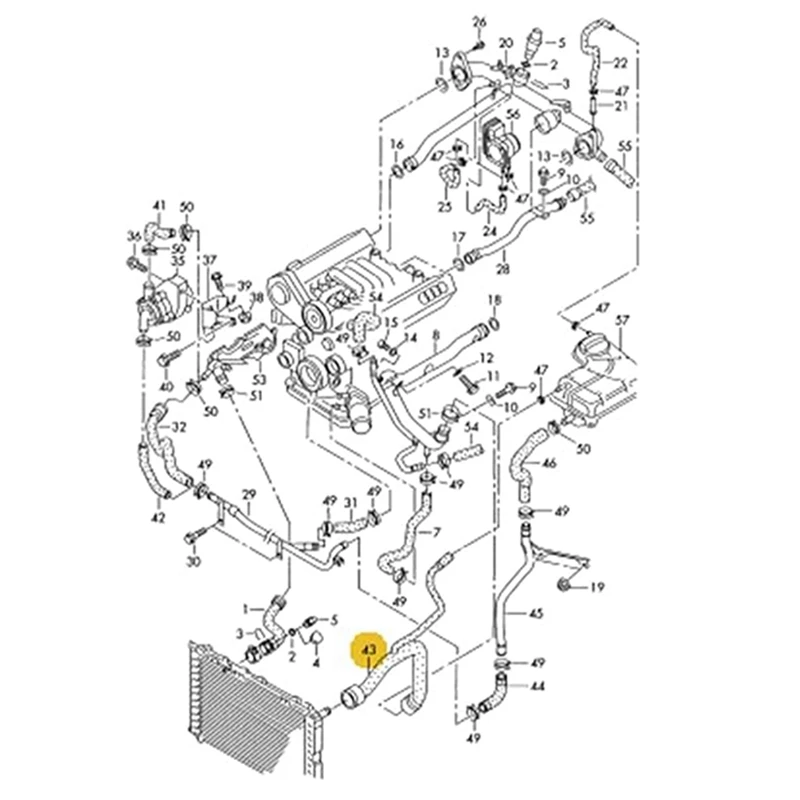 Engine Upper Coolant Radiator Hose Water Supply Pipe For  A6L 2000-2005 A6 S6 2000-2001 4B0121101R 4B0121101N