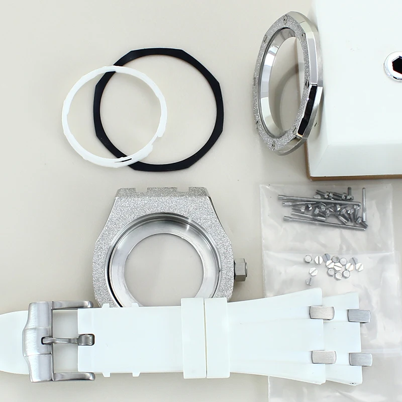 Caja de reloj Vintage para hombre, modelo de roble modificado NH35, correa de goma de acero inoxidable 316L, cristal de zafiro