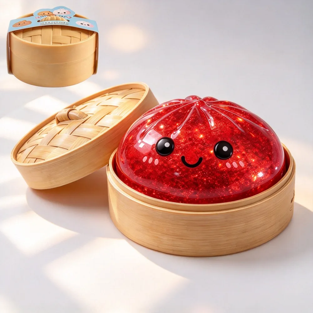 Shiny 8.5cm Colorful Glitter Dumpling Squishy with Box Cute Dumplings Sensory Squeeze Toy Stress Relief Toys Slow Rebound Toy
