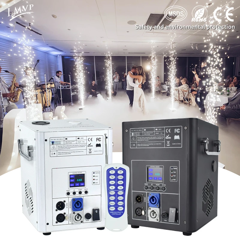 maquina de faisca fria com tela lcd 750w dmx controle remoto dj palco casamento fogo de artificio 01